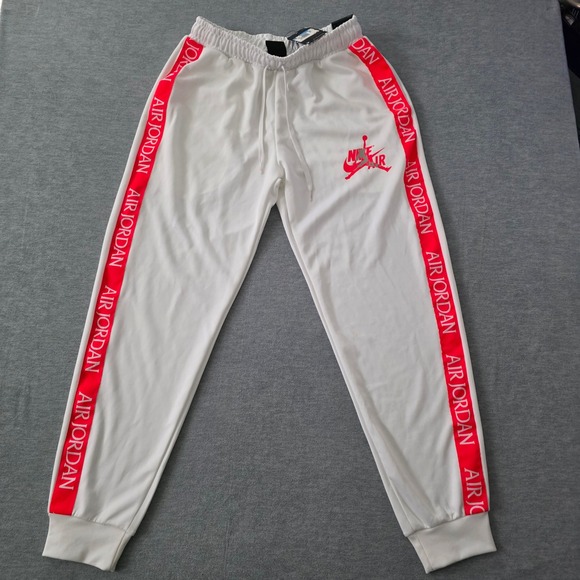Nike Air Jordan Mens Size MediumWhite Red Athletic Track Pants Joggers